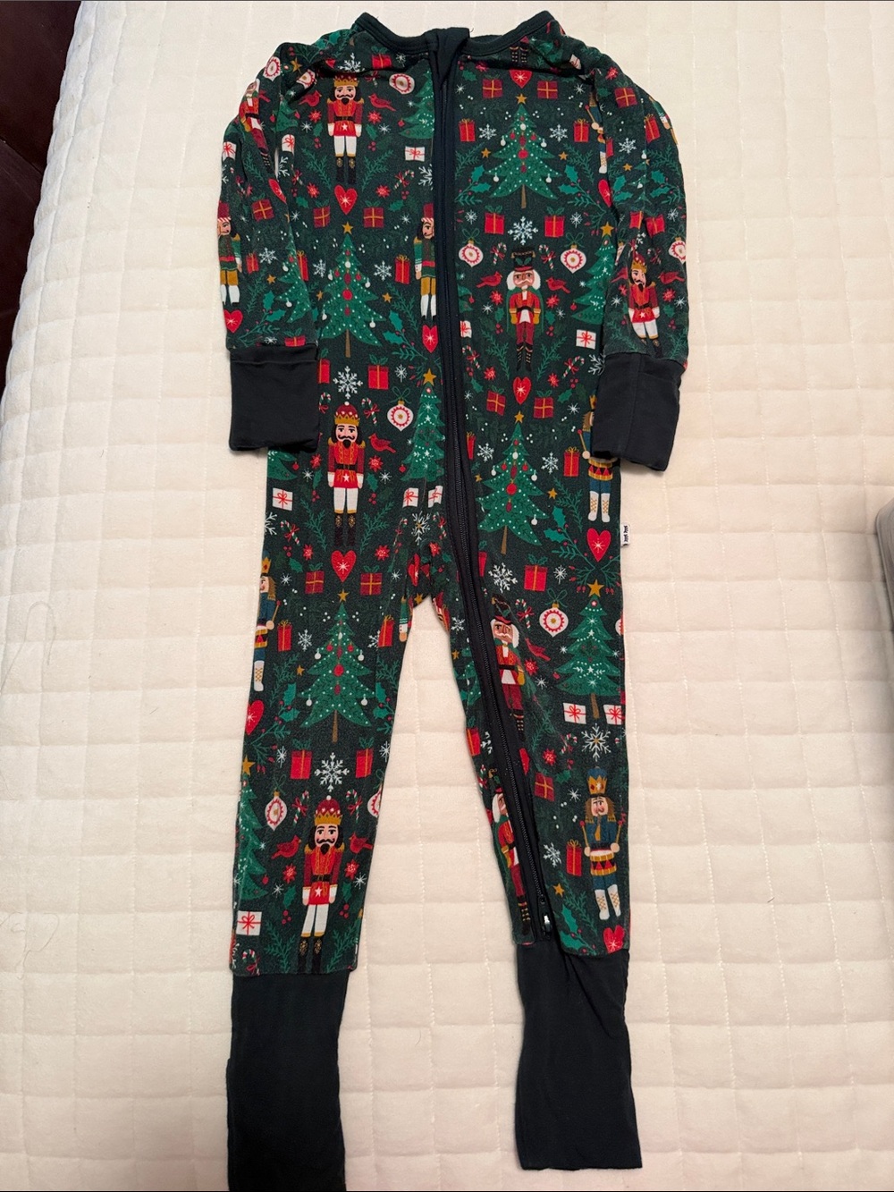 Little Sleepies Green and Red Nutcracker Holiday Zipper Pajamas